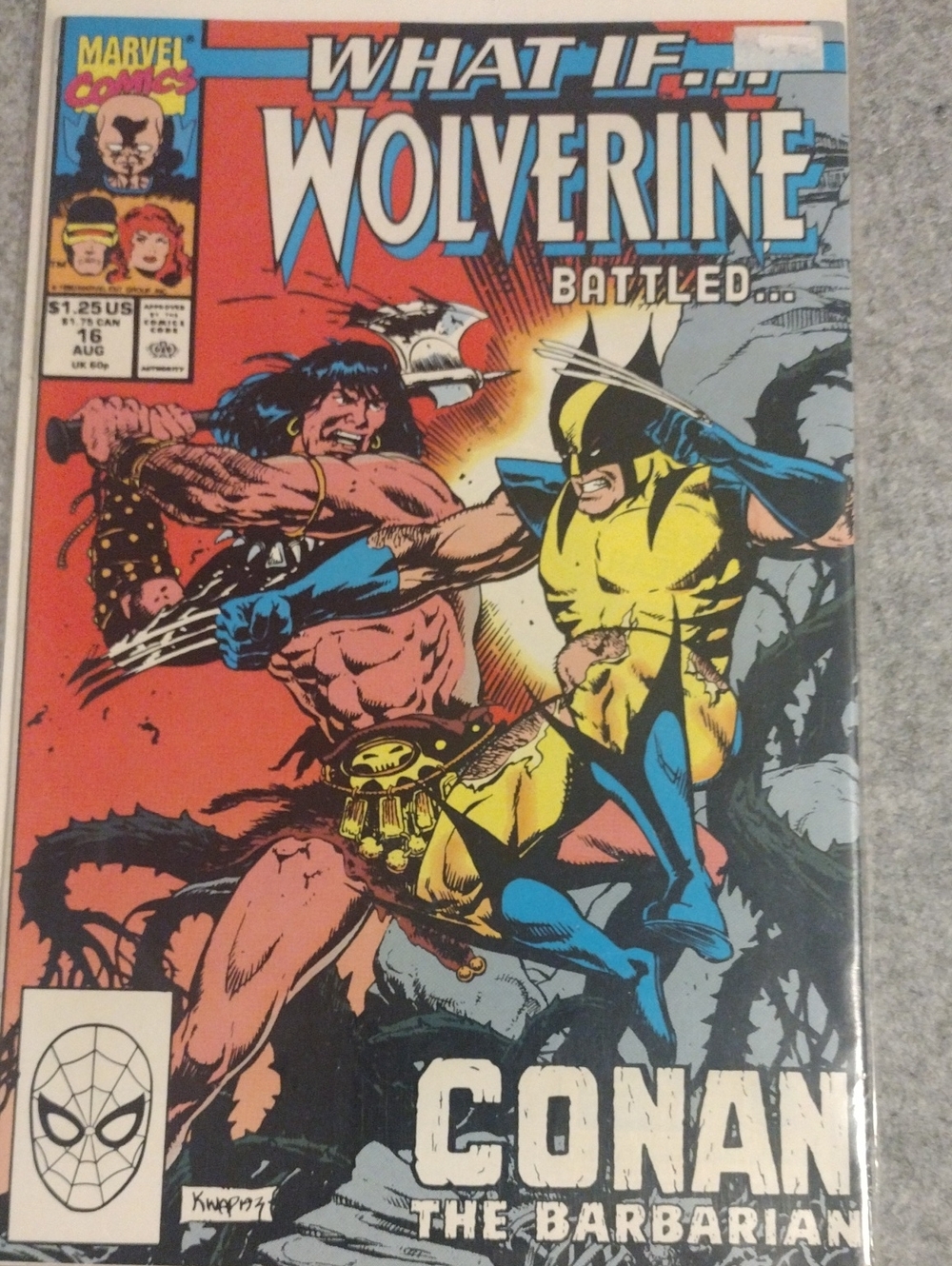 Marvel Wolverine vs Conan Red, Yellow & Blue Comic Cover Art